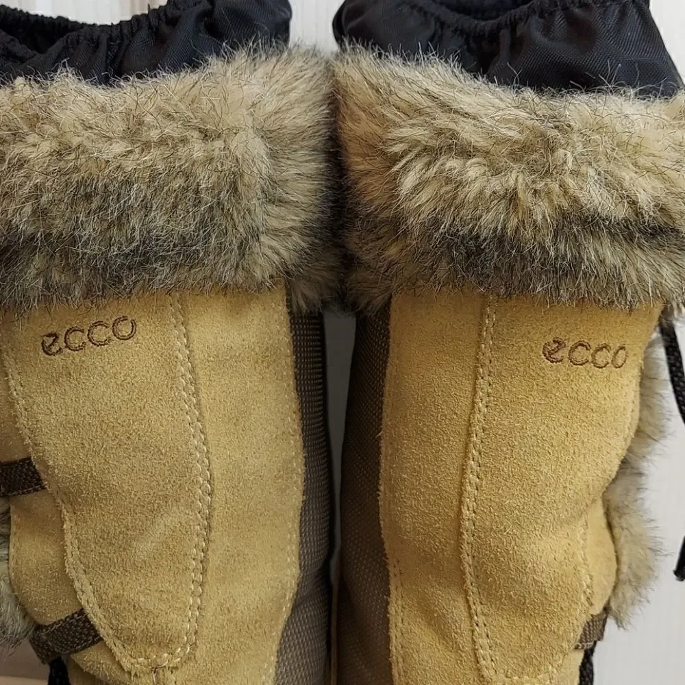 Ecco Gore-tex Fur Trim Sude Winter Boots Sz 35